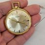 Vintage Mechanical Wind up Pocket Watch Gold Plated 1960s Image 7