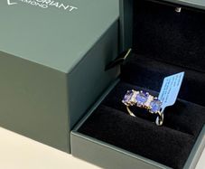Gold 14K (585) Yellow Gold AAA Tanzanite & Lab Grown Diamond