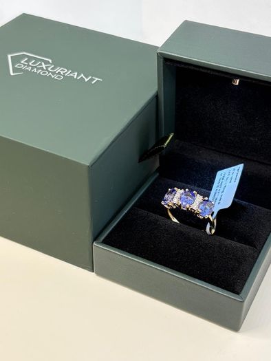 Gold 14K (585) Yellow Gold AAA Tanzanite & Lab Grown Diamond