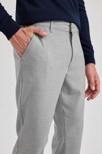DeFacto Men's Chino Pants - Stylish and Comfortable Men's Pants - Classic Chino Pants for a Fashionable Look and Highest Wearing Comfort Slim Fit, Grey, Size 40, XXL