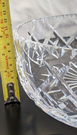 Large Bohemian Style Hand Cut Crystal Bowl Diamond Fan 22cm