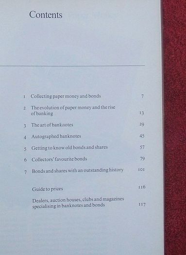 COLLECTING PAPER MONEY and BONDS (published by Cassell Ltd 1979) - good introductory book on the subject (120pp text, hardback cover)