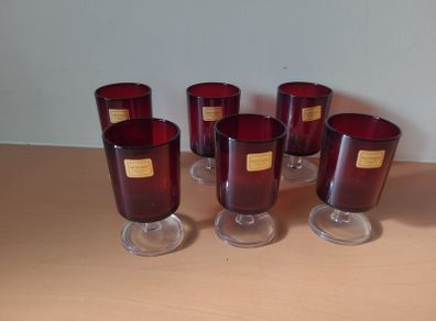 Set of 6 beautiful Luminarcs "Ruby Red Cavalier" wine glasses