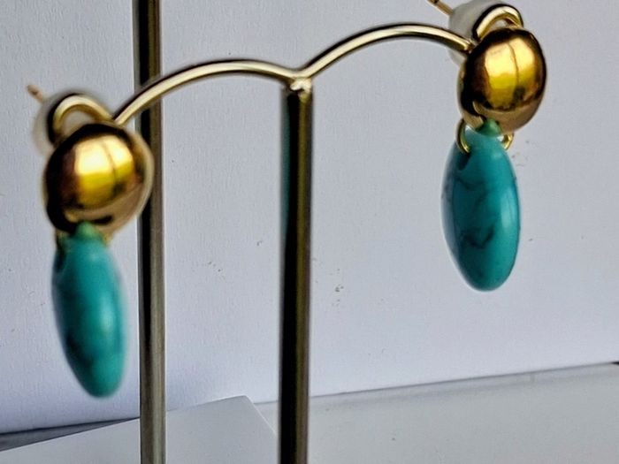 Gold & Turquoise Coin Candy Drop Earrings