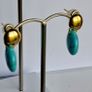Gold & Turquoise Coin Candy Drop Earrings Image 7
