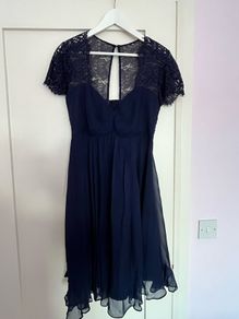 Seraphine navy silk maternity dress size 10 for wedding guest