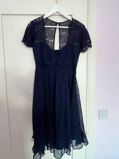 Seraphine navy silk maternity dress size 10 for wedding guest