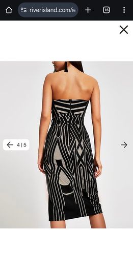 River Island Black print belted bodycon dress