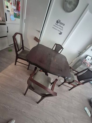 Solid Oak Dining Table + 6 Chairs