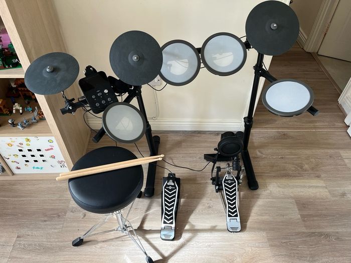 Beginner Electronic Drum Kit Mesh Pads, Stool, Headphones