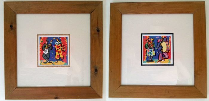 Set of 2vframed Clown prints