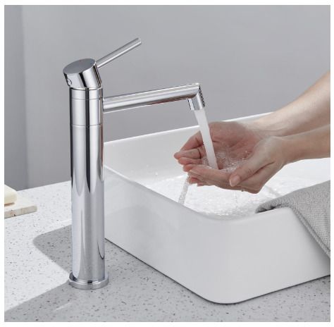 Chrome High Rise Bathroom Sink Faucet, 360 Swivel Bathroom Faucet for Raised Sinks