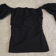 Boohoo Black Off-the-Shoulder Bardot Top - Size 10