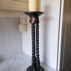 Vintage Genesis cold cast bronze 21 inch floor standing candle holder