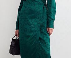 Jaeger Floral Jacquard Midi Wrap Dress