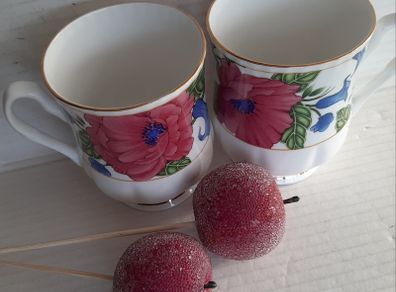 2 new vintage fine bone china mugs