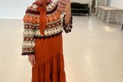 tiered orange maxi dress