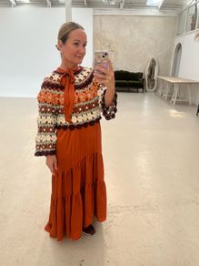 tiered orange maxi dress