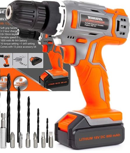 13Pc Cordless Drill Driver 18V/20V-Max Lithium-Ion, Electric Screwdriver, Accessory Kit, LED Work Light, Quick Change Battery & Charger Included (FREE POSTAGE)