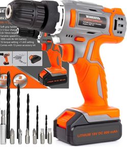 13Pc Cordless Drill Driver 18V/20V-Max Lithium-Ion, Electric Screwdriver, Accessory Kit, LED Work Light, Quick Change Battery & Charger Included (FREE POSTAGE)