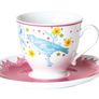 Porcelain Tea Cup Set Floral Birds With Saucers Image 6