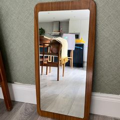 Mid century teak effect wall mirror