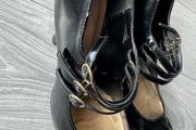 Dunnes Stores Black Patent Triple-Strap Mary Jane Heels Size 41/ 7.5