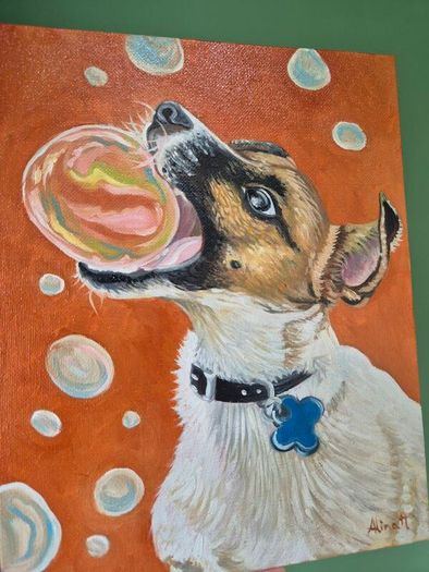 A bubbly Jack Russell - oil painting