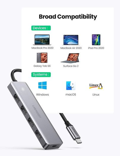 USB C Hub Type C to 3 Port USB 3.0 Dock with Gigabit Ethernet Adapter Micro USB Power for MacBook Pro Air Dell XPS 15 13 Chromebook Pixel Surface Book 2 Samsung S10 S9 Plus S8 Note 9 8