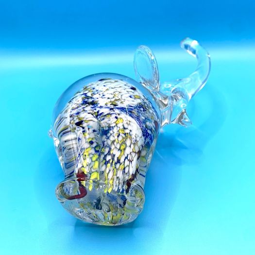 Vintage Murano Style Art Glass Elephant Paperweight: