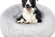 Plush Donut Dog Bed, Calming Round Dog Cat Bed Soft and Fluffy Cuddler Pet Cushion Self-Warming Puppy Beds Machine Washable