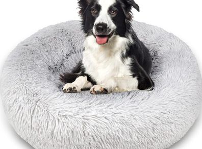 Plush Donut Dog Bed, Calming Round Dog Cat Bed Soft and Fluffy Cuddler Pet Cushion Self-Warming Puppy Beds Machine Washable