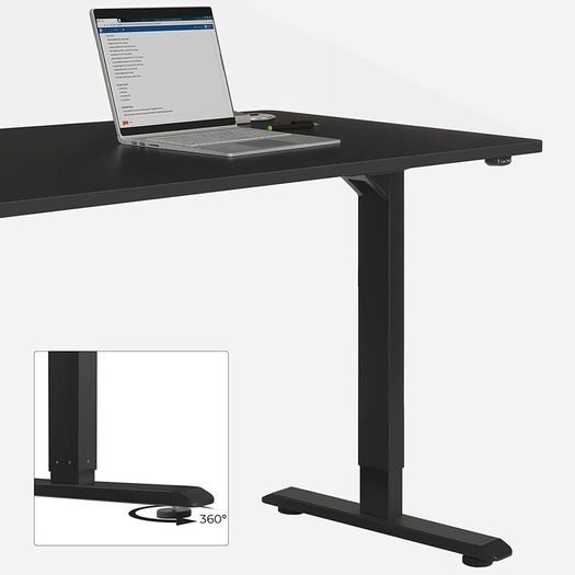 _Electric Desk, Height-Adjustable, Desk Stand, Table Frame with Motor, 120 x 60 x (73-114) cm, Steel, Black
