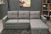 Light grey velvet Corner Sofa Bed with Storage &amp; Pull-Out Base Free delivery
