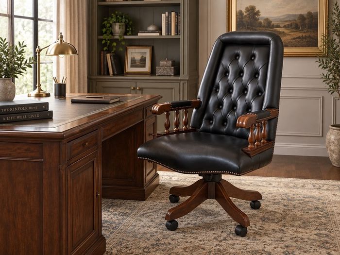 Vintage Chesterfield Leather Captains Chairs