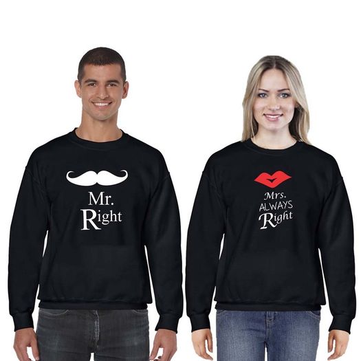 Mr Right Mrs Right Couple Sweatshirts (set)
