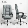 Office Chair with Footrest, Pet-Friendly Leather Reclining Ergonomic Computer Desk Chair with Double-Layer Padding, Upholstered Swivel Recliner for Home Office, Working, Black Image 6