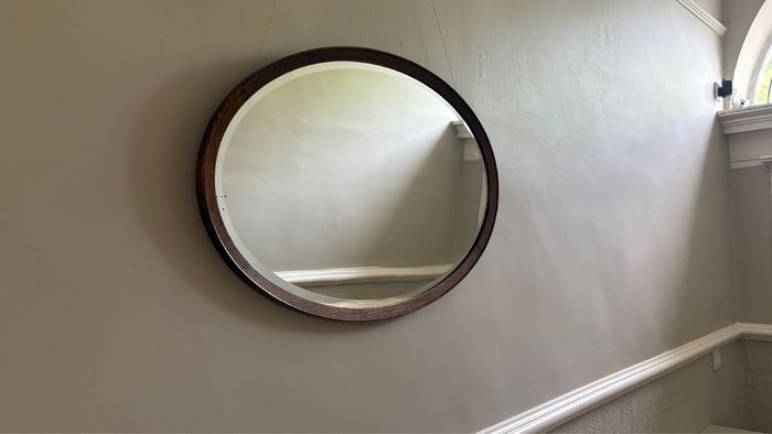 Vintage Oak Oval Mirror