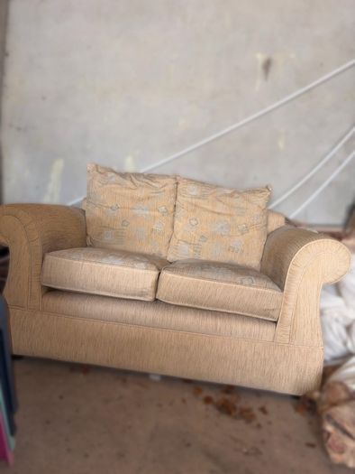 Gold 2-Seater Sofa + 2 Footstools