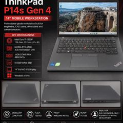 Lenovo Thinkpad P14s Gen 4 | I7-1360p | Rtx A500 4gb | 16gb Ram | 512gb Ssd