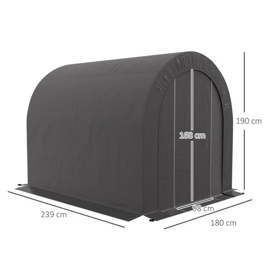 Garden Storage Tent Outdoor Storage Shelter Bike Garage with PE Cover & Metal Frame 2.4 x 1.8 x 1.9 m Dark Gray
