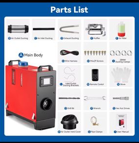 8KW Diesel Heater 12V , LCD, Auto Start-Stop, 1.5m Cord, High Altitude Mode for RV Camping Tent