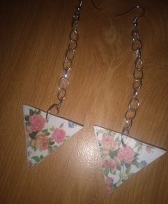 Recycled handcrafted floral drop earrings