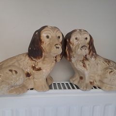 1930s Vintage Plaster Spaniel Dog Ornaments