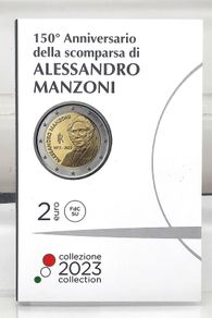 Italy 2 Euro Commemorative Coin 2023 - Alessandro Manzoni. Coincard. BU
