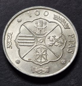 1966 Spain Unc 100 Pesetas - Francisco Franco Silver coin