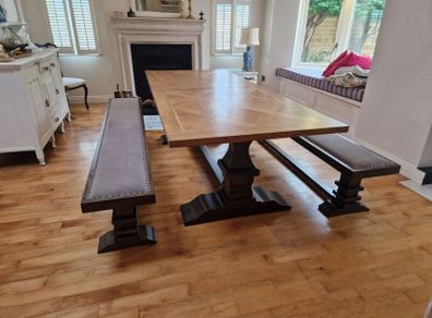 Dining room table and matching benches