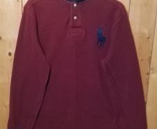 Ralph Lauren Mens iconic long sleeve high collar top burgundy XL