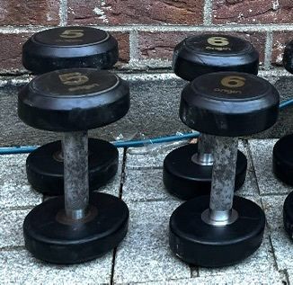 172kg used rubber dumbbells