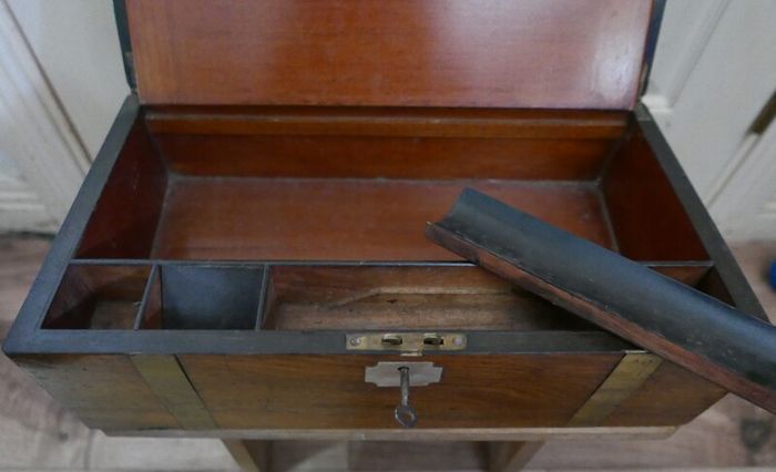 Antique Victorian  Brass Bounded Writing Box (WITH A KEY) 16" X 9" X 6,5"